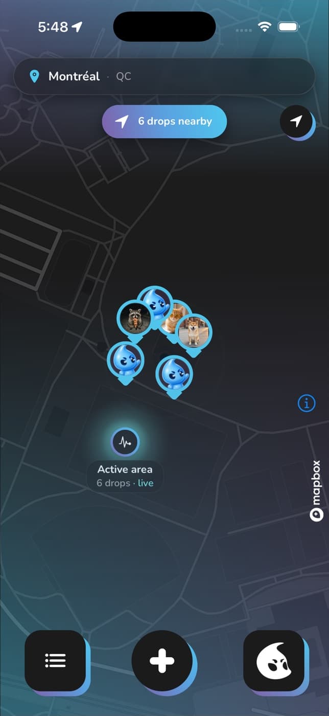 Drop It map showing drops nearby